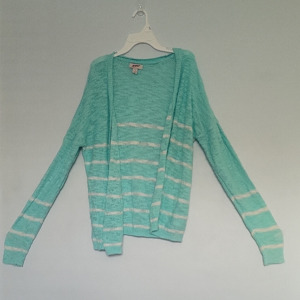 Arizona Jean Company Teal and White Striped Cardigan